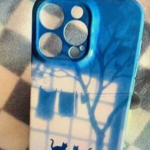 SHEIN Blue Silhouette Cat Phone Case